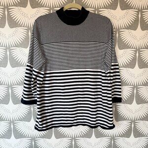 Tommy Hilfiger Black Striped Sweater 3/4 Sleeve